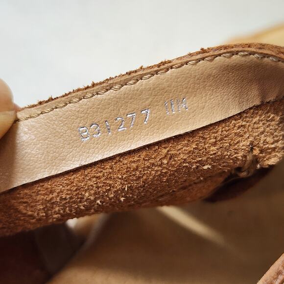 Vtg 90's Y2K Hokus Pokus Wooden Wedge Sandals Size 11M Brown Leather Woven - Picture 9 of 10